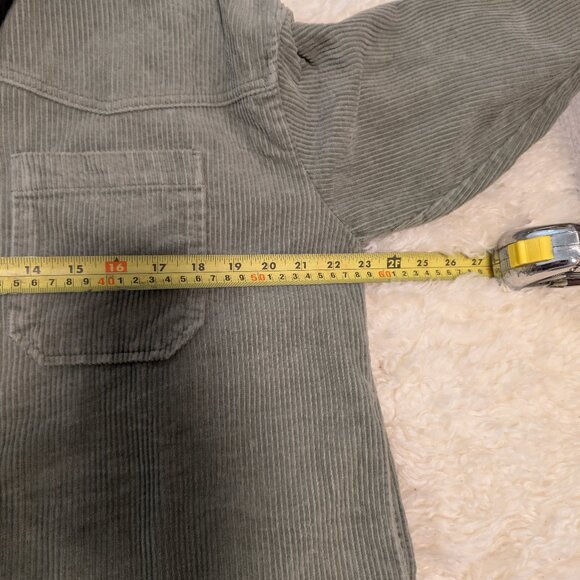 Zara Sage Corduroy Oversized Shacket - Size Small, Cotton, Raw Hem, Boho Style - Picture 9 of 10